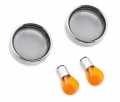 Harley-Davidson Turn Signal Trim Rings Bullet Front, Smoked Lenses with Amber Bulbs  - 69752-04