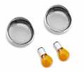 Turn Signal Visor Ring Style Bullet Front, Smoked Lenses with Amber Bulbs  - 69758-05