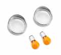 Harley-Davidson Turn Signal Visor Ring Style Bullet Front, Clear Lenses with Amber Bulbs  - 69760-05