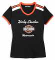 H-D Motorclothes Harley-Davidson Women's T-Shirt Iconic V-Neck Shoulder Stripe Black  - 96083-22VW