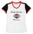 H-D Motorclothes Harley-Davidson Damen T-Shirt Iconic V-Neck Shoulder Stripe weiß  - 96084-22VW