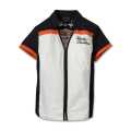 Harley-Davidson Damen Zip Shirt Bar & Shield Colorblocked weiß/schwarz/orange L - 99055-23VW/000L