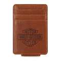 Harley-Davidson Money Clip Bar & Shield Front Pocket Leather Cognac brown  - MWM063/35