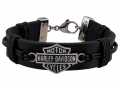 Harley-Davidson Bracelet  Nut & Coil Bar & Shield, leather/steel  - HSB0233V