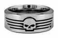 Harley-Davidson Ring Skull mit Linien Stahl  - HSR0027