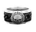H-D Motorclothes Harley-Davidson Ring Skull & Chain steel black  - HSR0030