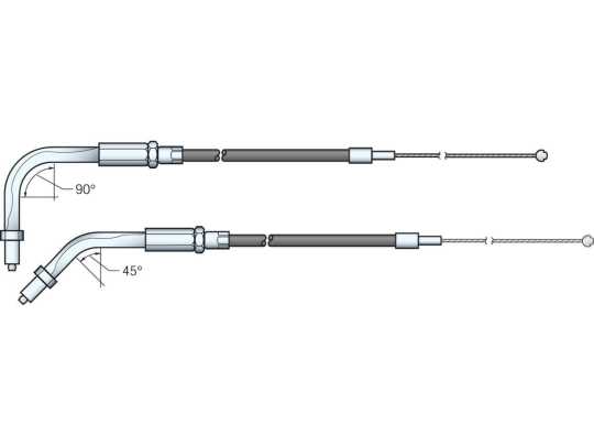 Custom Chrome Throttle Cable 45°, 38" (96,5 cm), stainless steel  - 04-0824