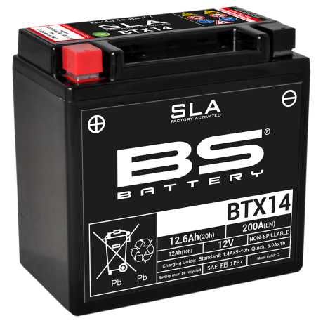 BS Battery BS Battery AGM wartungsfrei BTX14 SLA 12Ah 200 CCA  - 21130633