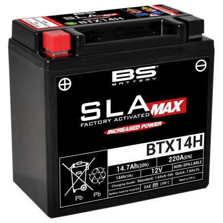 BS Battery AGM maintenance-free BTX14H SLA-MAX 14Ah 220CCA 