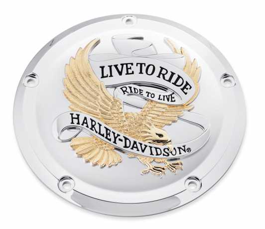 Derby Cover Live to Ride  Gold & chrome 