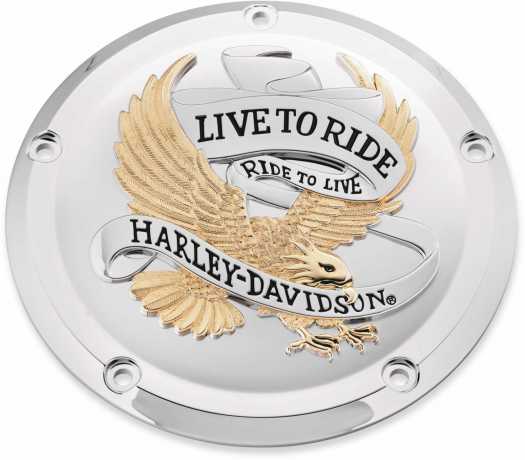Harley-Davidson Live To Ride Derby Deckel gold&chrom  - 25700961