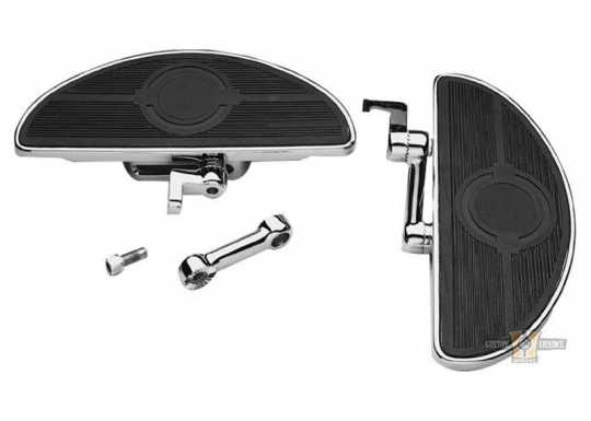 Adjustable Floorboard Kit Shaker oval chrome 