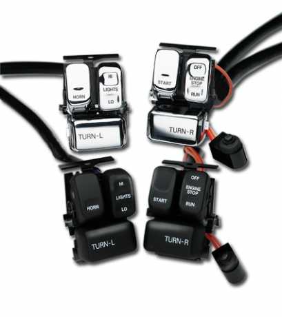 Daytona Ergonomic Handlebar Switch Kit chrome / black | Turnsignal switch right