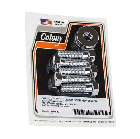 Colony Colony Rear Sprocket Bolt & Washer Kit, 7/16-14 x 1 1/2" Domed Hex Bolts  - 35-658