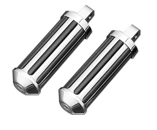 Custom Chrome Chrome and Ribbed Rubber Pegs large  - 46-011
