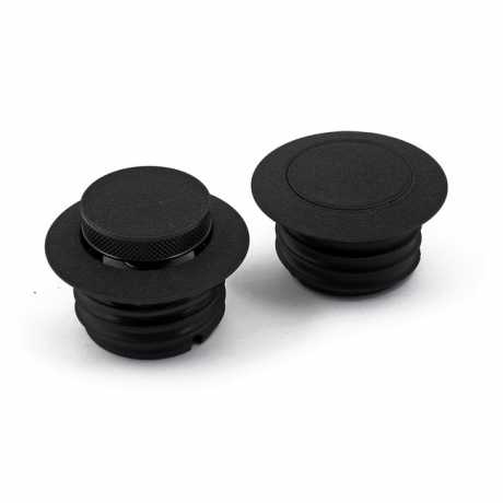 Motorcycle Storehouse MCS Pop-Up Gas Cap Set vented & non-vented black wrinkle  - 505042