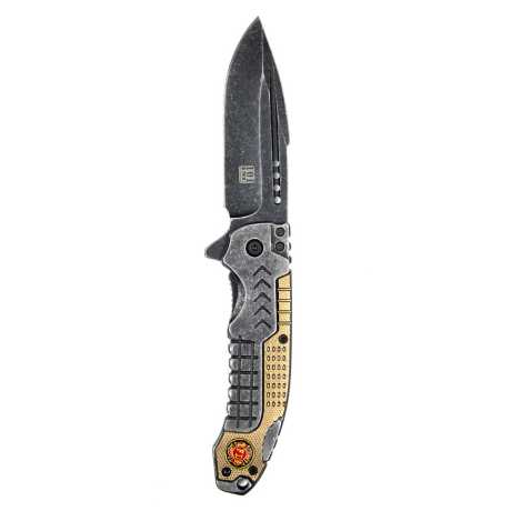 Motorcycle Storehouse 101 Fire Department Knife Coyote with Carved Handle  - 545642