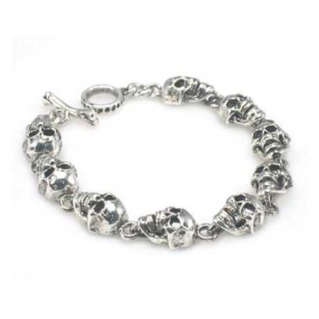 Amigaz Amigaz Flat Skull Chain Bracelet 7.5" pewter/silver coated  - 563429