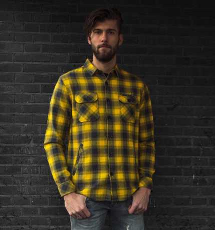 Motorcycle Storehouse MCS Worker Flanel shirt yellow/grey M - 590930