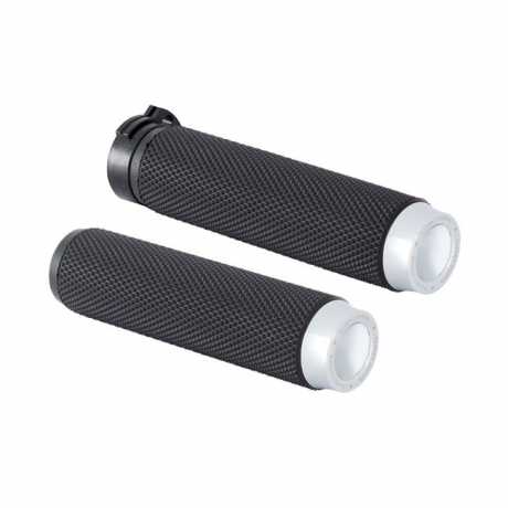 Rough Crafts Knurled Rubber Handlebar Grips chrome 