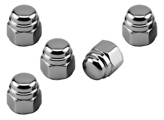 Custom Chrome Flat Top Acorn Nuts  7/16" x 20 chrome (5)  - 62-9531