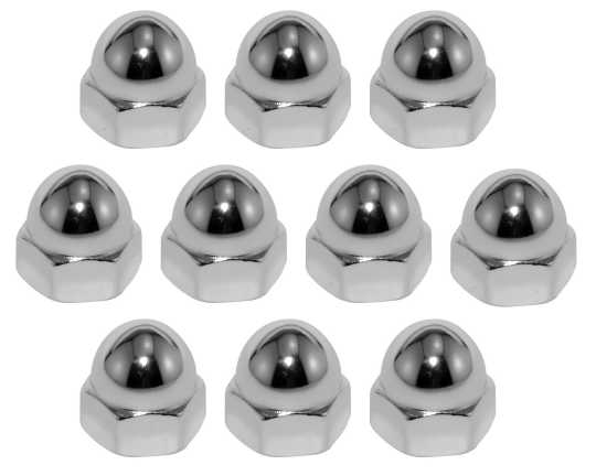 Custom Chrome Low Crown Acorn Hutmuttern 3/8"-24 UNF chrom (10)  - 62-9546