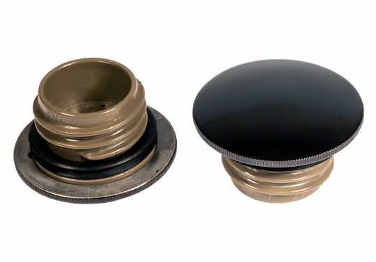 Custom Chrome Low Profile Gas Cap Set Domed black  - 65-1859