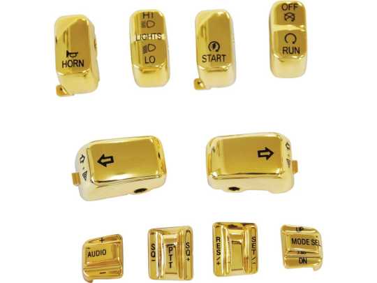 Custom Chrome Switch Cap Set with Audio/Cruise Control 10-pieces, gold  - 65-9355