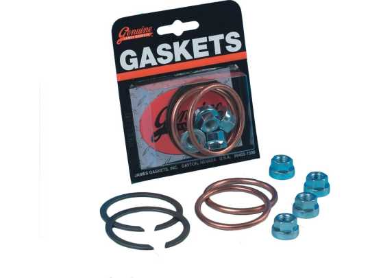 James Gaskets James Gasket Kit, Exhaust Mounting, w/ Copper Crush Rings & Flange Nuts,  - 66-7098