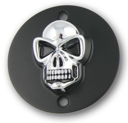 Custom Chrome Point Cover Skull black/chrome  - 68-8215