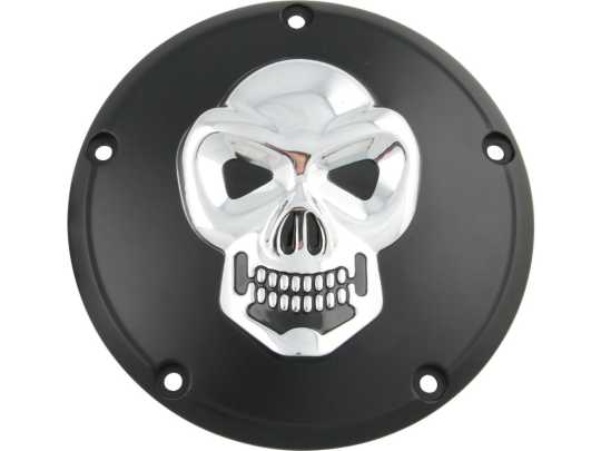 Custom Chrome Derby Cover Skull, black & chrome  - 68-8221