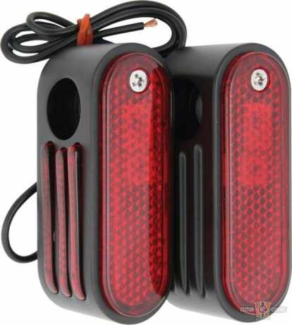 Custom Chrome Black Red Led Mini Dual Function Marker Lights  - 68-8261