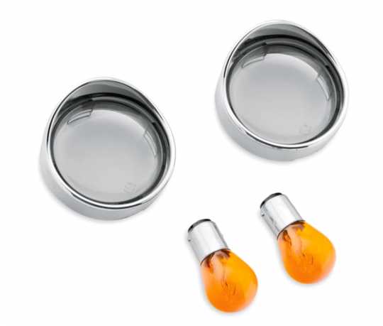 Turn Signal Trim Rings Bullet Rear, Smoked Lenses with Amber Bulbs 