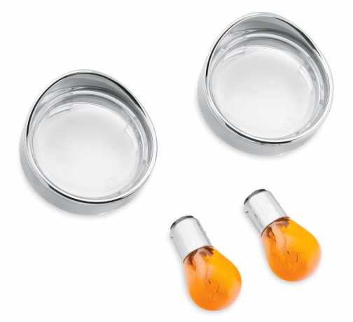 Turn Signal Trim Rings Bullet Rear, Clear Lenses with Amber Bulbs 