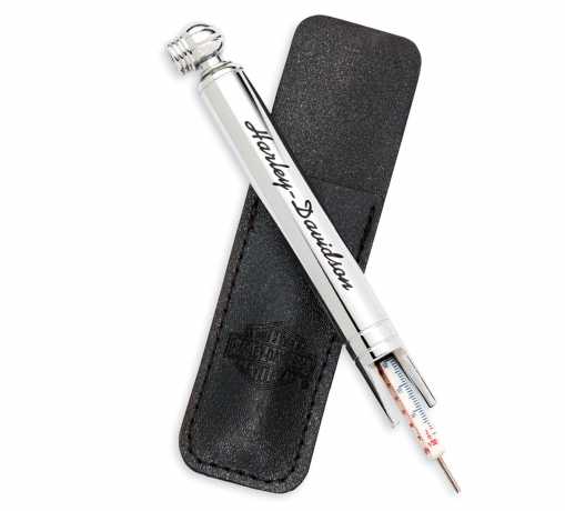 Harley-Davidson Tire Gauge and Tread Depth Indicator with Embossed Leather Pouch  - 75110-98B