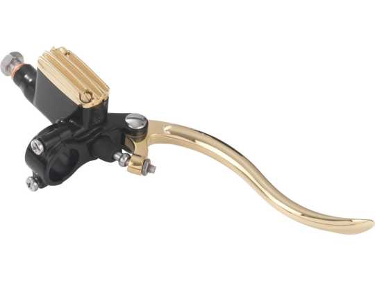 Kustom Tech Deluxe Brake Master Cylinder 12mm black with polished brass lever/cover 