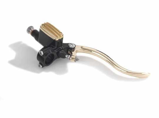 Kustom Tech Deluxe Brake Master Cylinder 14mm black with polished brass lever&cover 