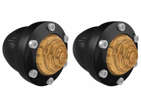 Roland Sands Design RSD LED Front Turn Signal Tracker, Amber Lens, gloss black  - 89-6455