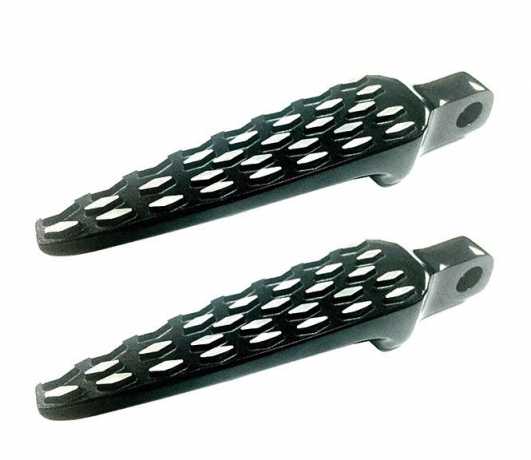 Custom Chrome Argyle Footpegs Straight gloss black cut  - 89-4935