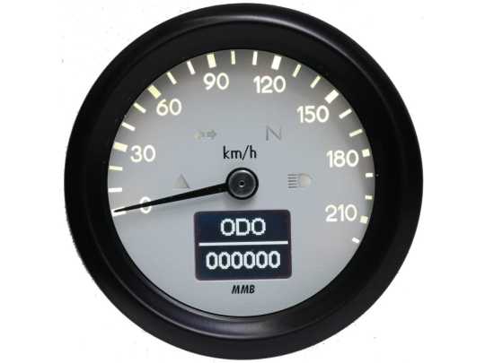 MMB ELT60 Basic Speedometer Black, White Faceplate, 0-220 km/h 