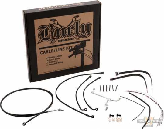 Burly Brand Burly Ape Hanger Cable Kit 15" Black Vinyl  - 91-3828