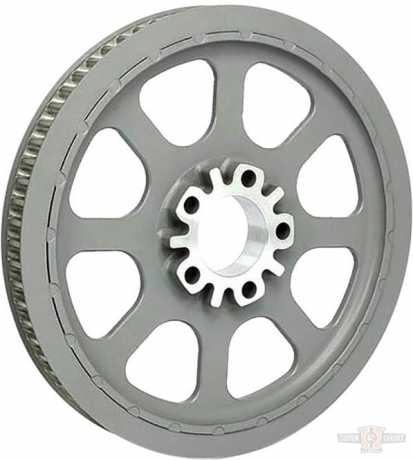 Custom Chrome Rear Belt Pulley 66-Tooth, 20mm Wide, Silver  - 91-5869