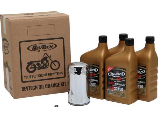 RevTech RevTech Oil Change Kit 20W50 MTP synthetic 3.8L & Filter extra long chrome  - 92-2110
