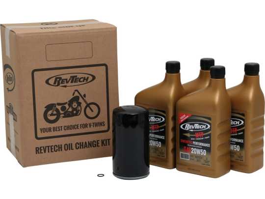 RevTech Oil Change Kit 20W50 MTP synthetic 3.8L & Filter extra long black 