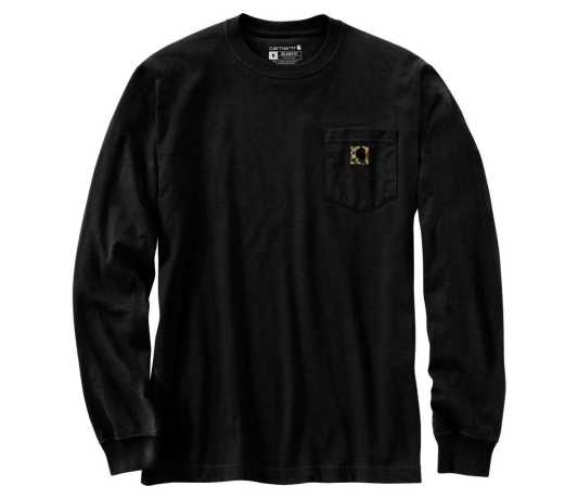 Relaxed Fit Heavyweight Long Sleeve Pocket Camo C Graphic T-Shirt, Black, XXL XXL