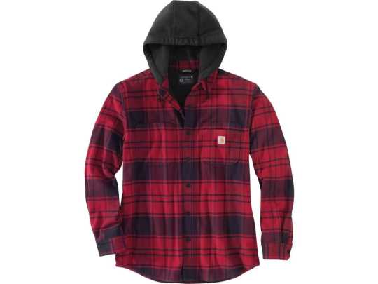 Carhartt Rugged Flex Flannel Fleece Lined Hooded Shirt Jacket red 