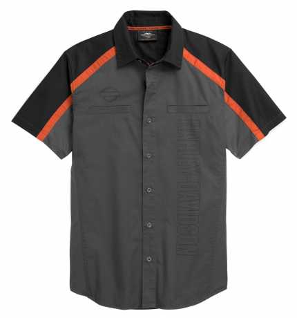 Harley-Davidson Kurzarmhemd Vertical Logo Colorblock grau/schwarz/orange 