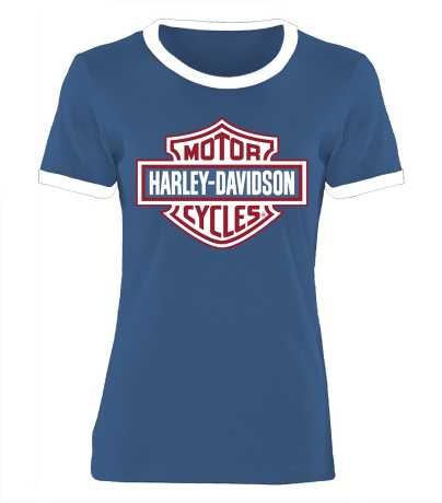 H-D Motorclothes Harley-Davidson women´s T-Shirt Essential Bar & Shield Ringer Blue M - 96620-22VW/000M