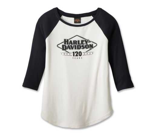 Harley-Davidson Damen 3/4 Shirt 120th Anniversary Colorblocked weiß/schwarz XS
