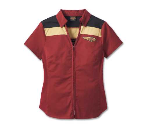 Harley-Davidson Damen Zip Shirt 120th Anniversary Colorblocked rot 
